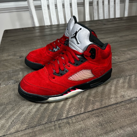 Jordan Shoes - Nike Air Jordan 5 Red Suede Sneakers Sz 7